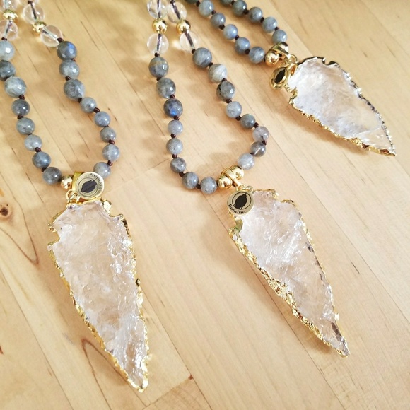 Crystal Arrow, Labradorite,  Rose Quartz Mala - Picture 4 of 7